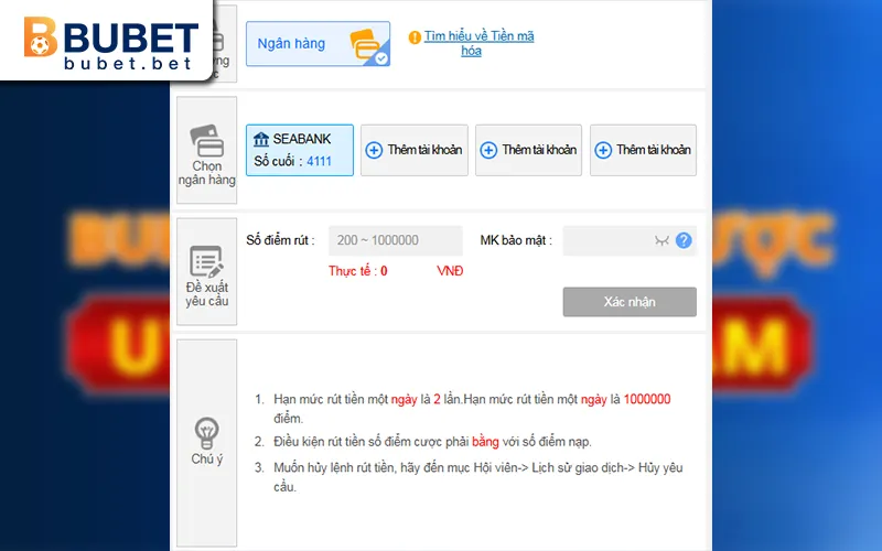 Hướng dẫn rút tiền BUBET chuẩn trên app và máy tính 2025 1 Hướng dẫn rút tiền BUBET trên máy tính