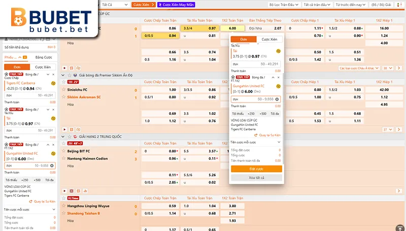 Kèo xiên bóng đá là gì? Cách chơi kèo Mix Parlay dễ hiểu 2 Bảng kèo trang cá cược BUBET